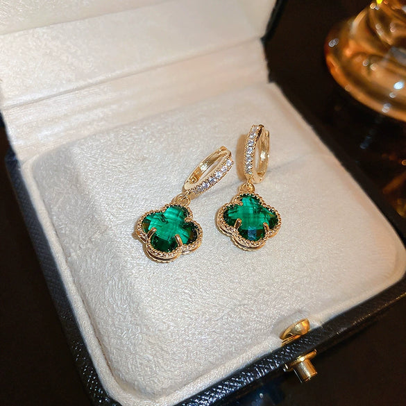 Wholesale Zircon Inlaid Geometric Silver Needle Round Bead Earrings For Women Gold Electroplated French Elegant Light Luxury Style