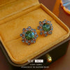 Wholesale Zircon Inlaid Geometric Silver Needle Round Bead Earrings For Women Gold Electroplated French Elegant Light Luxury Style