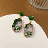 Wholesale Zircon Inlaid Geometric Silver Needle Round Bead Earrings For Women Gold Electroplated French Elegant Light Luxury Style