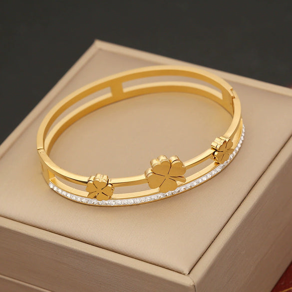 Wholesale Zircon Inlaid Stainless Steel Jewelry Bracelet