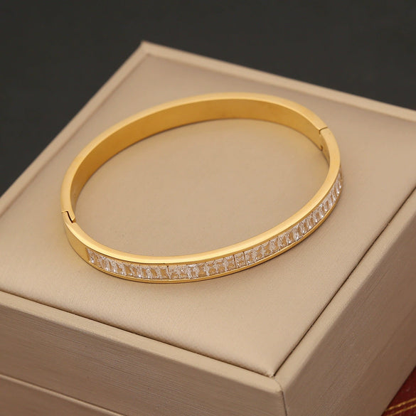 Wholesale Zircon Inlaid Stainless Steel Jewelry Bracelet