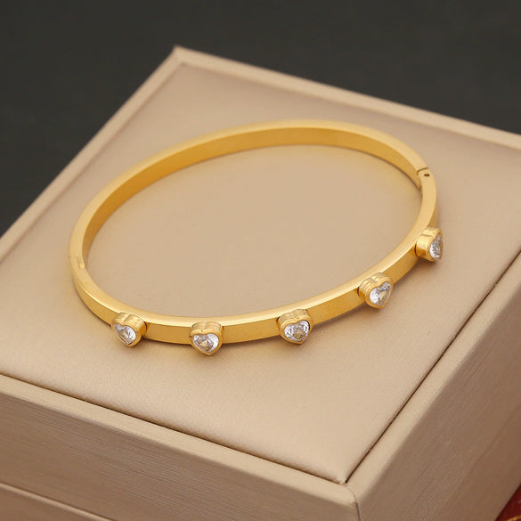 Wholesale Zircon Inlaid Stainless Steel Jewelry Bracelet