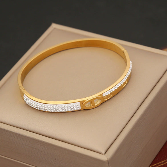 Wholesale Zircon Inlaid Stainless Steel Jewelry Bracelet