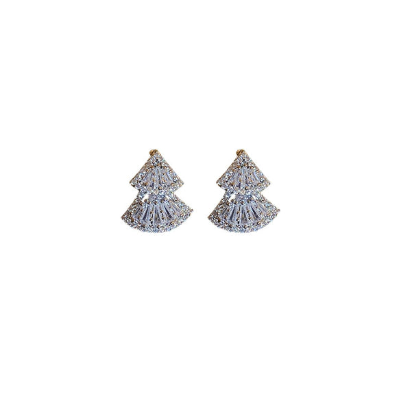 Wholesale Zircon Inlaid Triangle Fan Shaped Light Luxury Earrings For Women