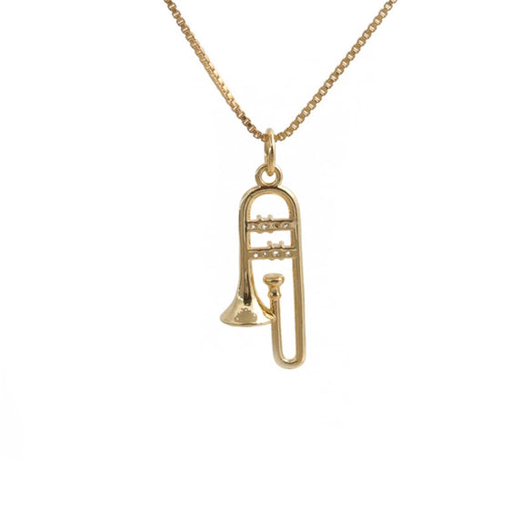 Wholesale Zircon Jewelry Copper Golden Horn Arrow Pendant Irregular Geometric Necklace Unisex Electroplated