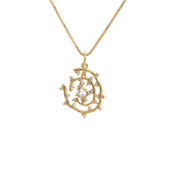 Wholesale Zircon Jewelry Copper Golden Horn Arrow Pendant Irregular Geometric Necklace Unisex Electroplated