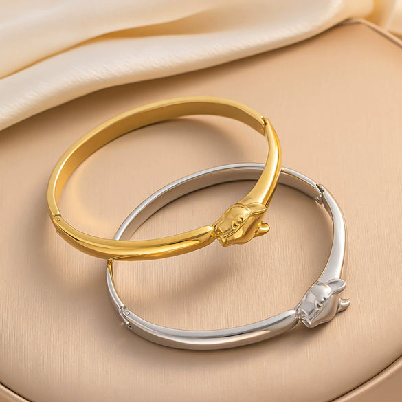 Wholesale Zircon Leopard Stainless Steel Geometry Style Electroplated Women's Bracelet Jewelry
