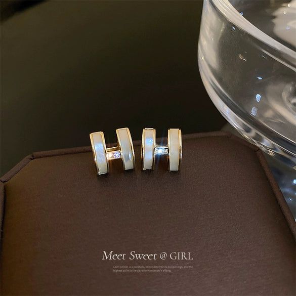 Wholesale Zircon Letter Earrings With Real Gold Electroplating Light Luxury Style