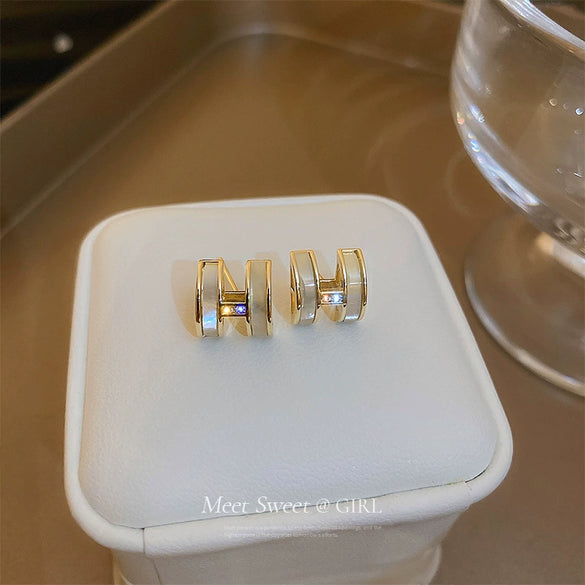 Wholesale Zircon Letter Earrings With Real Gold Electroplating Light Luxury Style