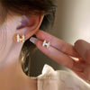 Wholesale Zircon Letter Earrings With Real Gold Electroplating Light Luxury Style