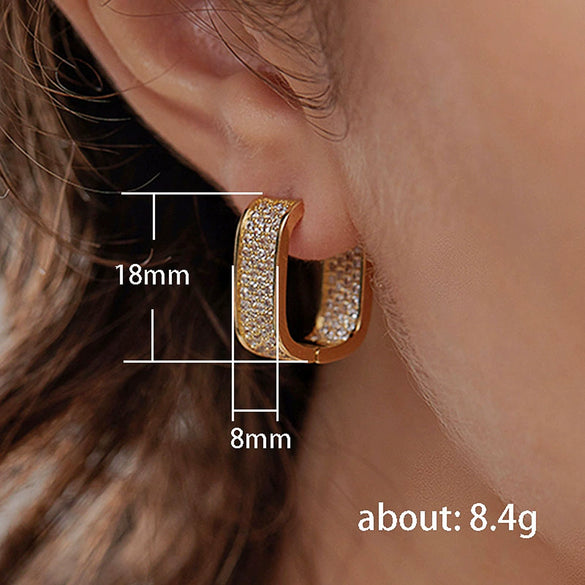 Wholesale Zircon Micropaved Geometric Earrings For Young Ladies Light Luxury Style