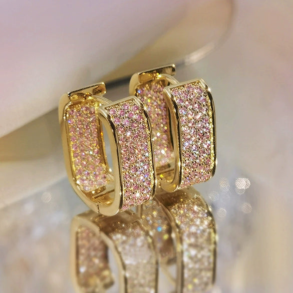 Wholesale Zircon Micropaved Geometric Earrings For Young Ladies Light Luxury Style