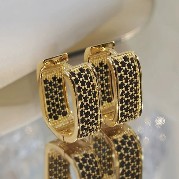Wholesale Zircon Micropaved Geometric Earrings For Young Ladies Light Luxury Style