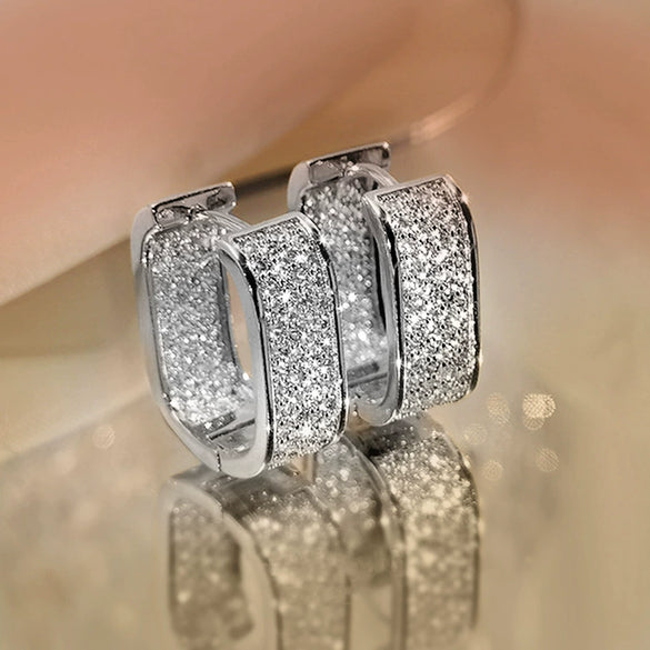 Wholesale Zircon Micropaved Geometric Earrings For Young Ladies Light Luxury Style