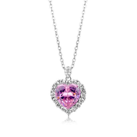 Wholesale Zircon Necklace Environmental Protection Copper Love Shape Small Fresh Style