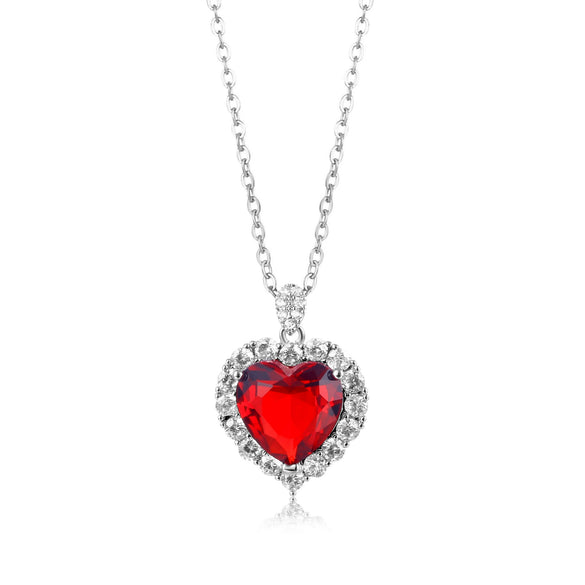 Wholesale Zircon Necklace Environmental Protection Copper Love Shape Small Fresh Style