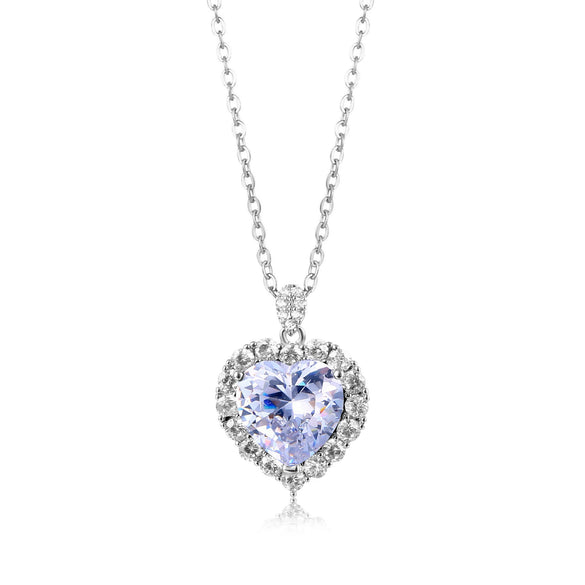 Wholesale Zircon Necklace Environmental Protection Copper Love Shape Small Fresh Style