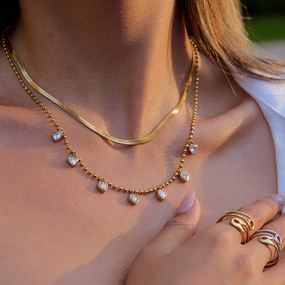 Wholesale Zircon Necklace Titanium Steel 18K Gold Plated Electroplated Geometric Design Luxury Women's Jewelry