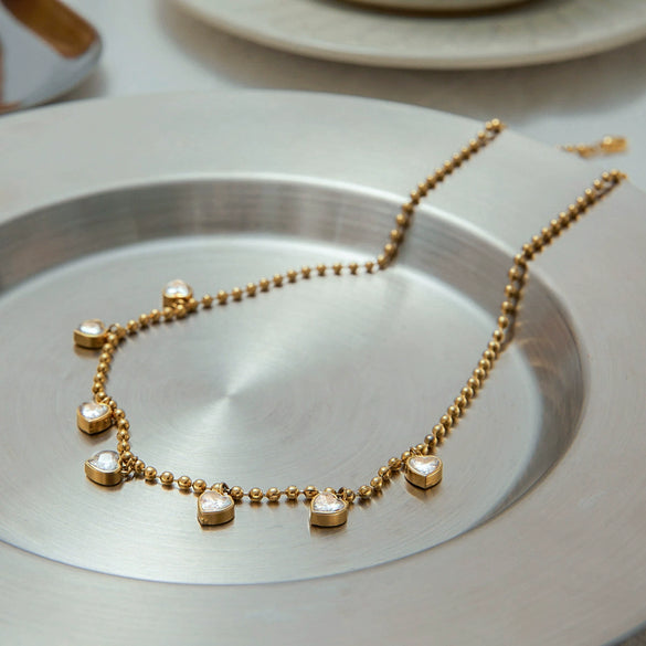 Wholesale Zircon Necklace Titanium Steel 18K Gold Plated Electroplated Geometric Design Luxury Women's Jewelry