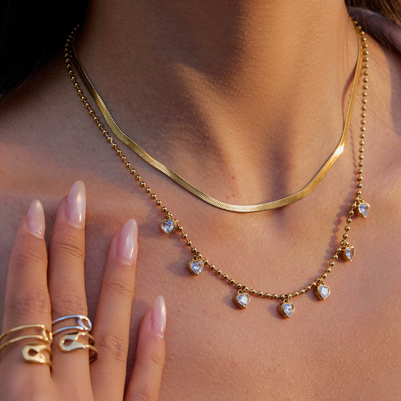 Wholesale Zircon Necklace Titanium Steel 18K Gold Plated Electroplated Geometric Design Luxury Women's Jewelry
