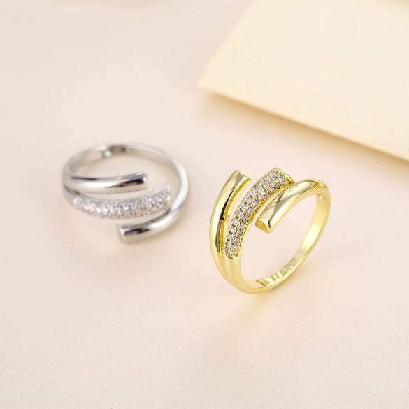Wholesale Zircon Open Ring Geometric Style For Women And Unisex