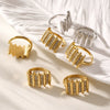 Wholesale Zircon Ring 316L Stainless Steel 18K Gold Geometric Microinlaid For Women Electroplating