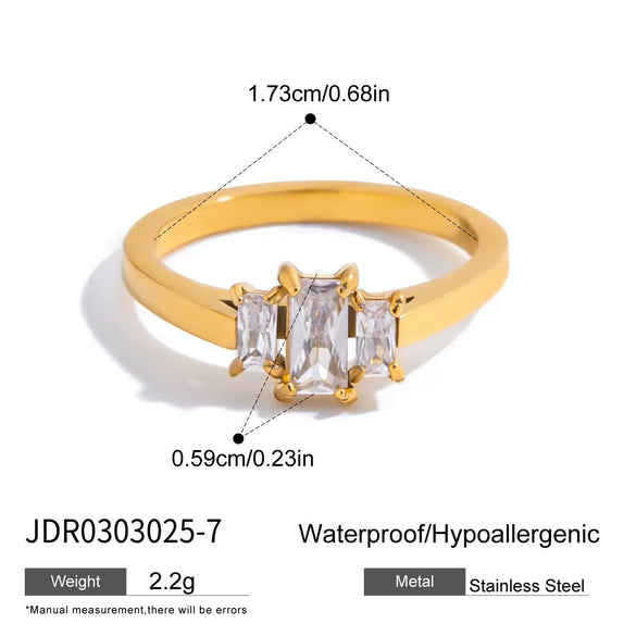 Wholesale Zircon Ring Titanium Steel Geometric Shape Electroplated Jewelry For Women