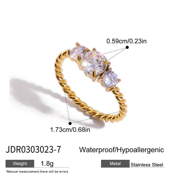 Wholesale Zircon Ring Titanium Steel Geometric Shape Electroplated Jewelry For Women