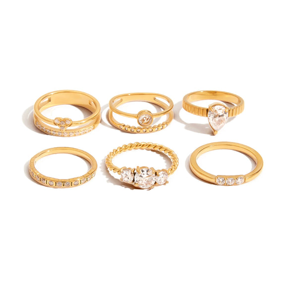 Wholesale Zircon Ring Titanium Steel Geometric Shape Electroplated Jewelry For Women