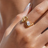 Wholesale Zircon Ring Titanium Steel Geometric Shape Electroplated Jewelry For Women