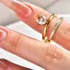 Wholesale Zircon Rings Stackable Light Luxury Style Titanium Steel 18K Gold Plated With Bow Shape