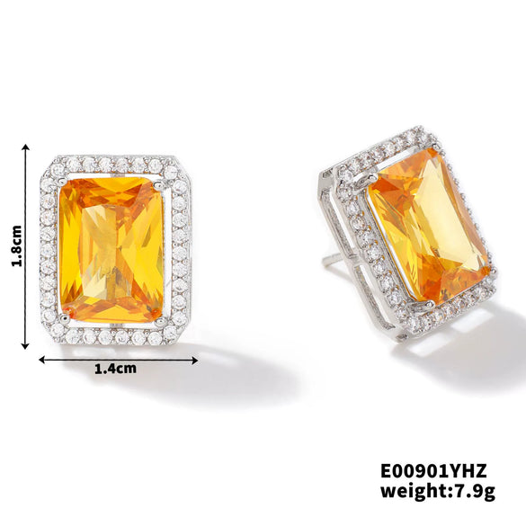 Wholesale Zircon Square Earrings Fashion Diamond Design For Women