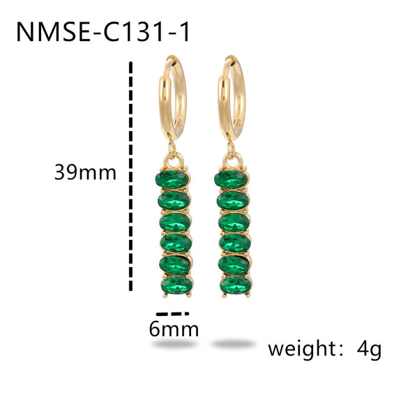 Wholesale Zircon Tassel Earrings Stainless Steel Geometric Electroplated Fashionable Highend Women's