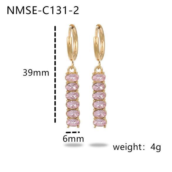 Wholesale Zircon Tassel Earrings Stainless Steel Geometric Electroplated Fashionable Highend Women's