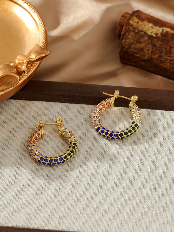 Wholesale Zircon Titanium Steel Electroplated Stainless Steel Earrings For Women