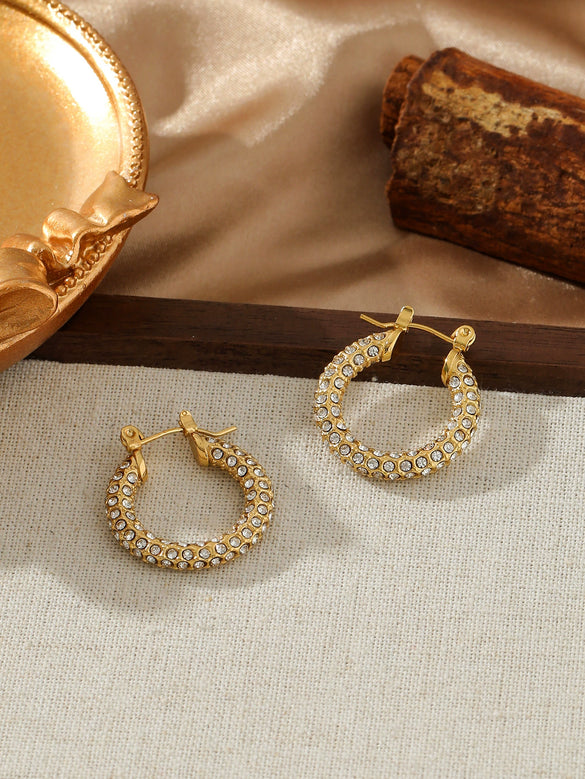 Wholesale Zircon Titanium Steel Electroplated Stainless Steel Earrings For Women