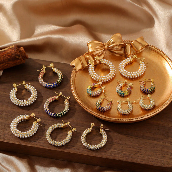 Wholesale Zircon Titanium Steel Electroplated Stainless Steel Earrings For Women