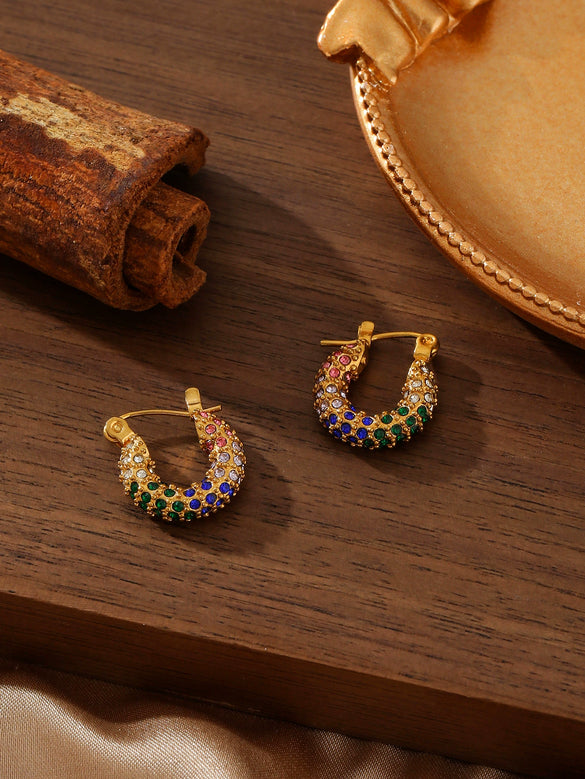 Wholesale Zircon Titanium Steel Electroplated Stainless Steel Earrings For Women
