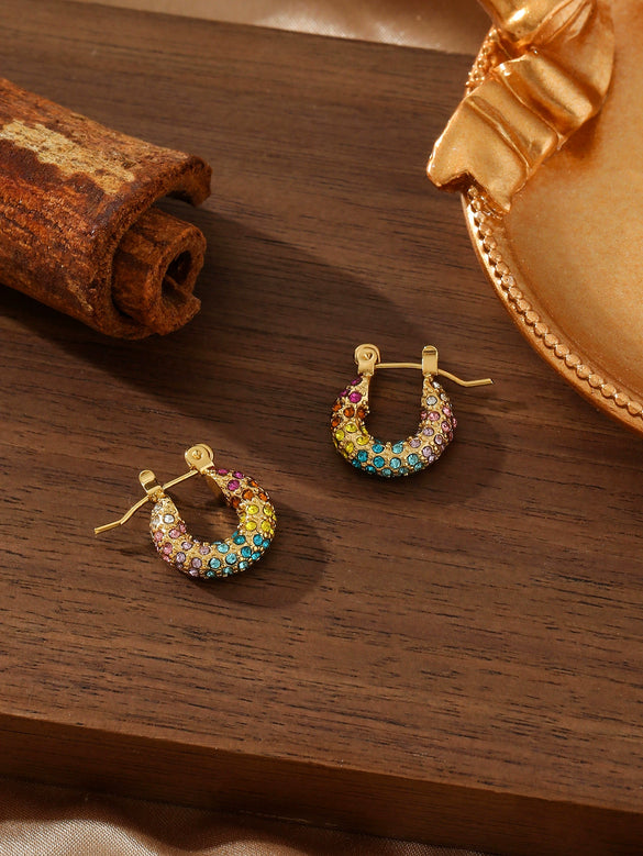 Wholesale Zircon Titanium Steel Electroplated Stainless Steel Earrings For Women