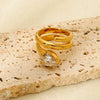 Wholesale Zirconia Snakeshaped Geometric Stainless Steel 18K Gold Plated Ring For Women