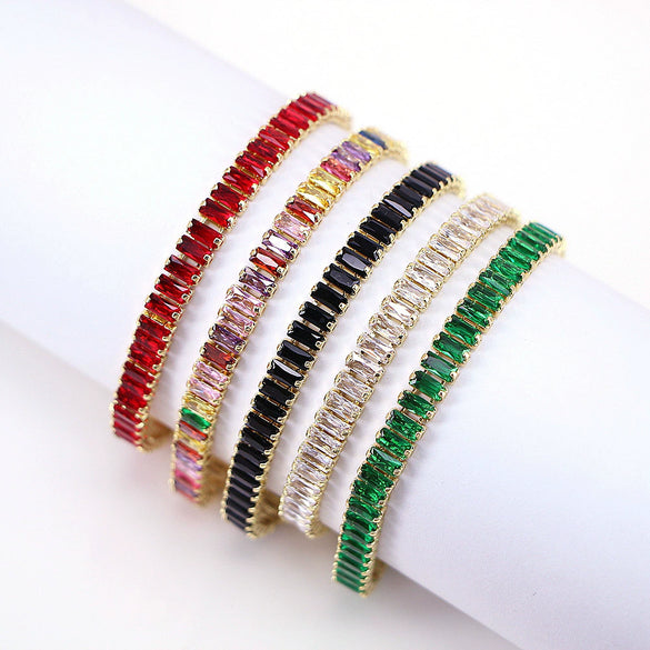 Wholesale Zirconium Copper 18K Gold Plated Geometric Style Women's Bracelet