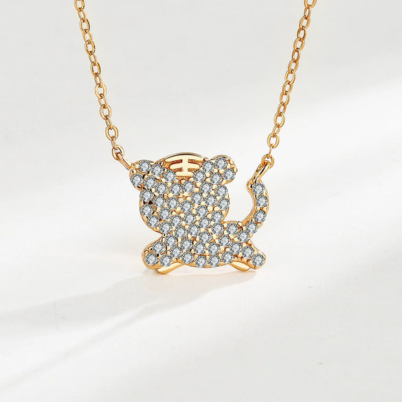 Wholesale Zodiac Necklace Women's Sterling Silver Rose Gold Plated Tiger Pendant Clavicle Chain