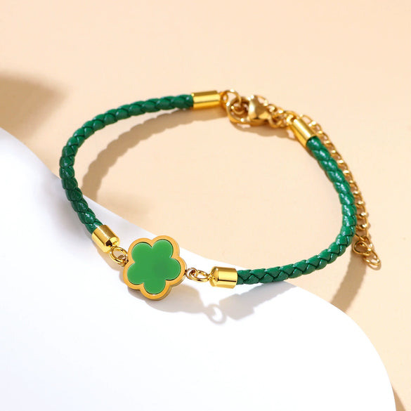 Wholesale Zodiac Year Red Rope Bracelet For Women Zinc Alloy Fourleaf Clover Seiko Style