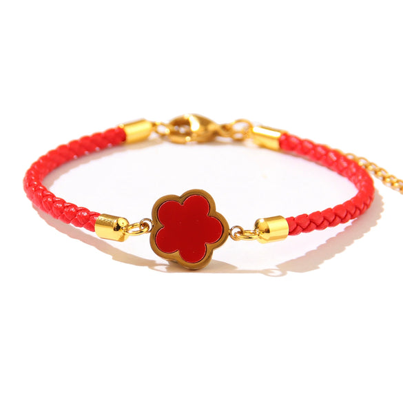 Wholesale Zodiac Year Red Rope Bracelet For Women Zinc Alloy Fourleaf Clover Seiko Style