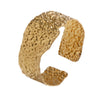 Wide Adjustable Open Titanium Steel Bracelet With Irregular Pattern 18K Gold Plated
