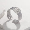 Wide Adjustable Open Titanium Steel Bracelet With Irregular Pattern 18K Gold Plated