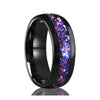 Wide Arc Tungsten Steel Ring With Black Finish And Purple Crystal Inlay Geometric Minimalist Electroplated Jewelry For Unisex Wear