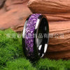 Wide Arc Tungsten Steel Ring With Black Finish And Purple Crystal Inlay Geometric Minimalist Electroplated Jewelry For Unisex Wear