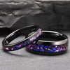 Wide Arc Tungsten Steel Ring With Black Finish And Purple Crystal Inlay Geometric Minimalist Electroplated Jewelry For Unisex Wear