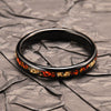 Wide Black Tungsten Steel Ring With Red Opal And Goldtone Inlay Electroplated Minimalist Geometric Unisex Jewelry